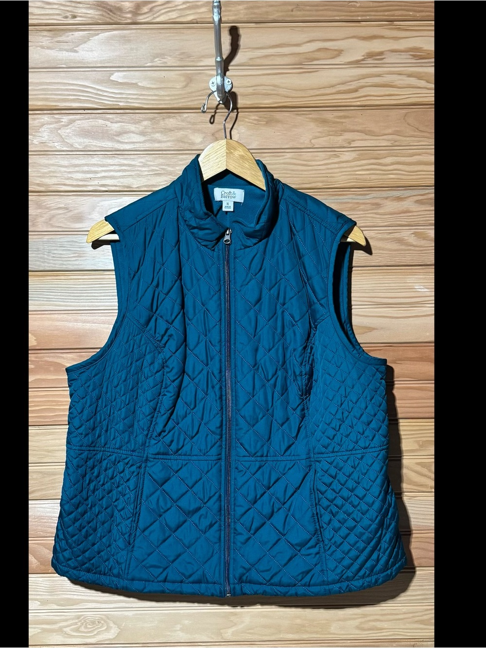 croft & barrow Quilted Teal Vest with Front Zip